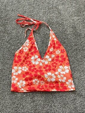 Amazon Orange and Red Floral Halter Top
